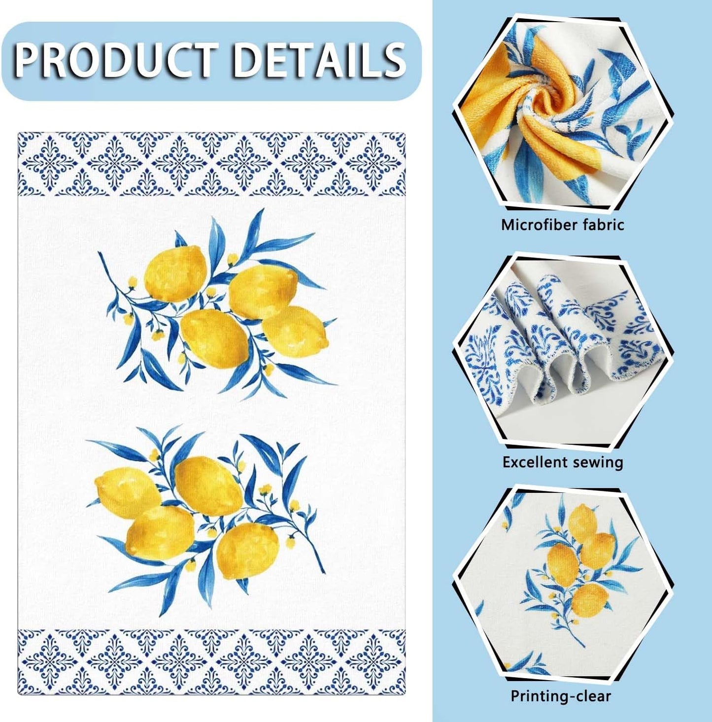 2 Pcs of Kitchen Towels Lemon Kitchen Towels Lemon Kitchen Decor Kitchen Hand Towels Decorative, 18×26 Inch