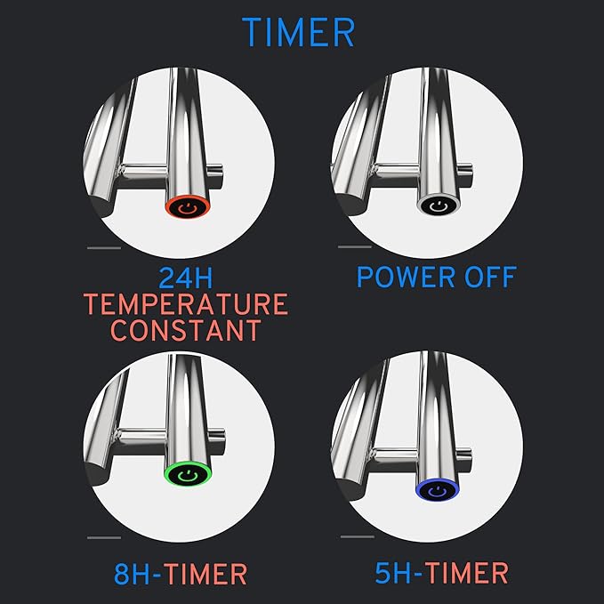 Heated Towel Rack, Towel Warmer with Timer, Wall Mounted hot Towel Warmer Rack for Bathroom, Hardwired or Plug-in Models Vertical Towel Heater