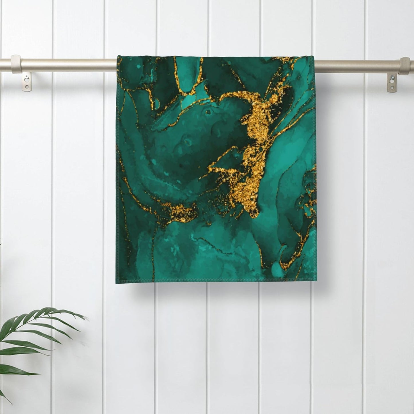 Emerald Dark Green Bath Hand Towels for Bathroom 14"x28" Set of 2, Soft Absorbent Turquoise Marble Decorative Hand Towels for Gym Yoga Spa Beach Home Kitchen Green Bathroom Decor