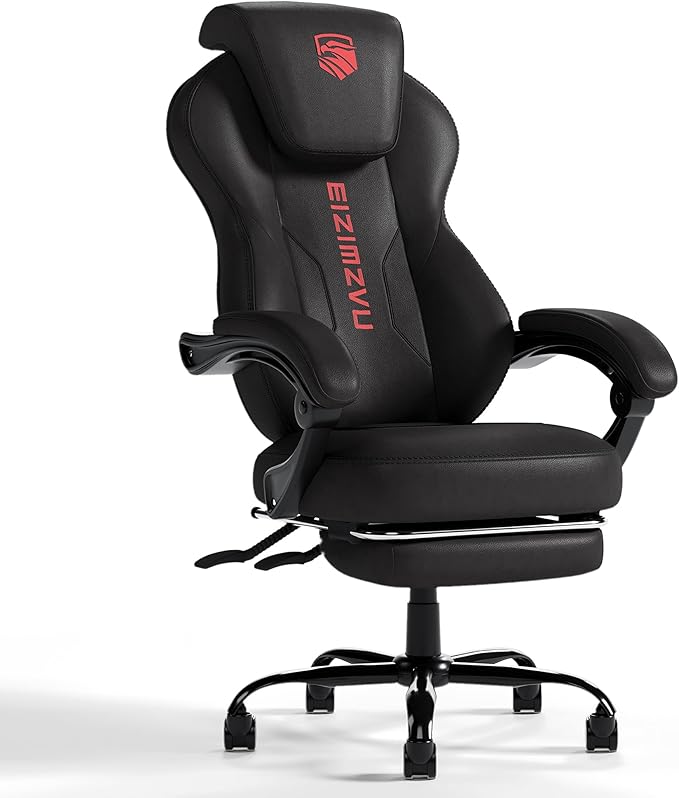 Ergonomic Office Chair with Adjustable Headrest and Footrest, High Back Computer Desk Chair with Linkage Armrests, Reclining Swivel Chair for Home Office, Executive Office Chair (Red)