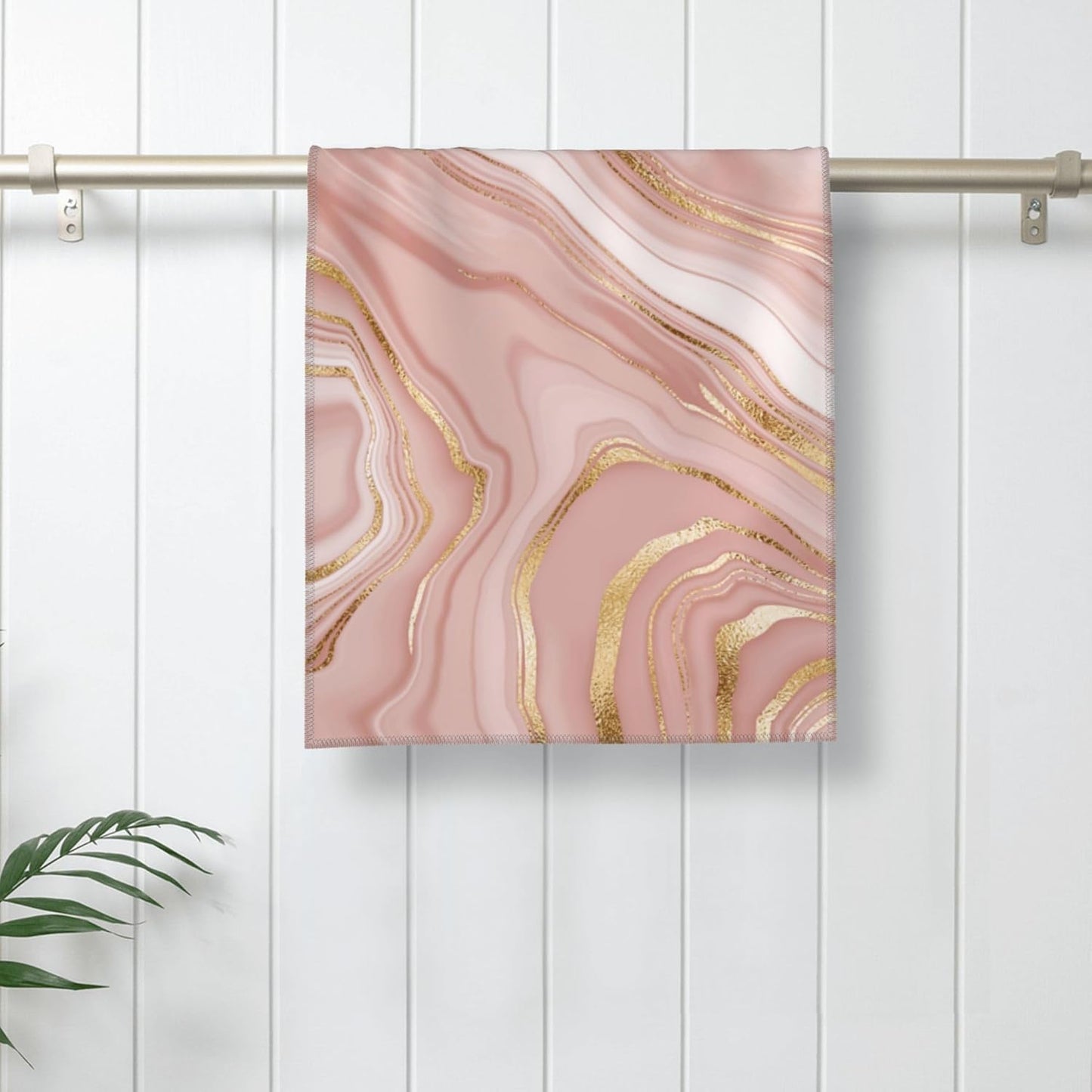 Pink Golden Bath Hand Towels for Bathroom Set of 2 Rose Pink Modern Bath Hand Towels for Bathroom Decorative Yoga Swim Hotel Spa Home Decor 14x28 Inch