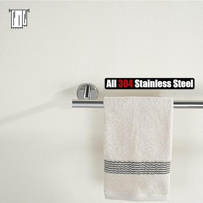 JQK Chrome Towel Bar, 20.5 Inch 304 Stainless Steel Thicken 0.8mm Towel Rack Bathroom, Towel Holder Polished Finished Wall Mount, Useable Length 18 Inch 2 Pack, TB110L18-CH-P2