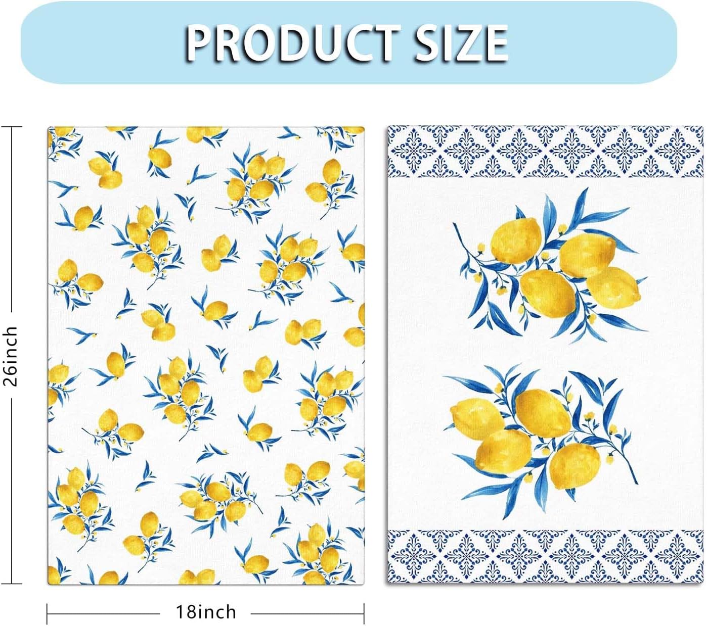 2 Pcs of Kitchen Towels Lemon Kitchen Towels Lemon Kitchen Decor Kitchen Hand Towels Decorative, 18×26 Inch