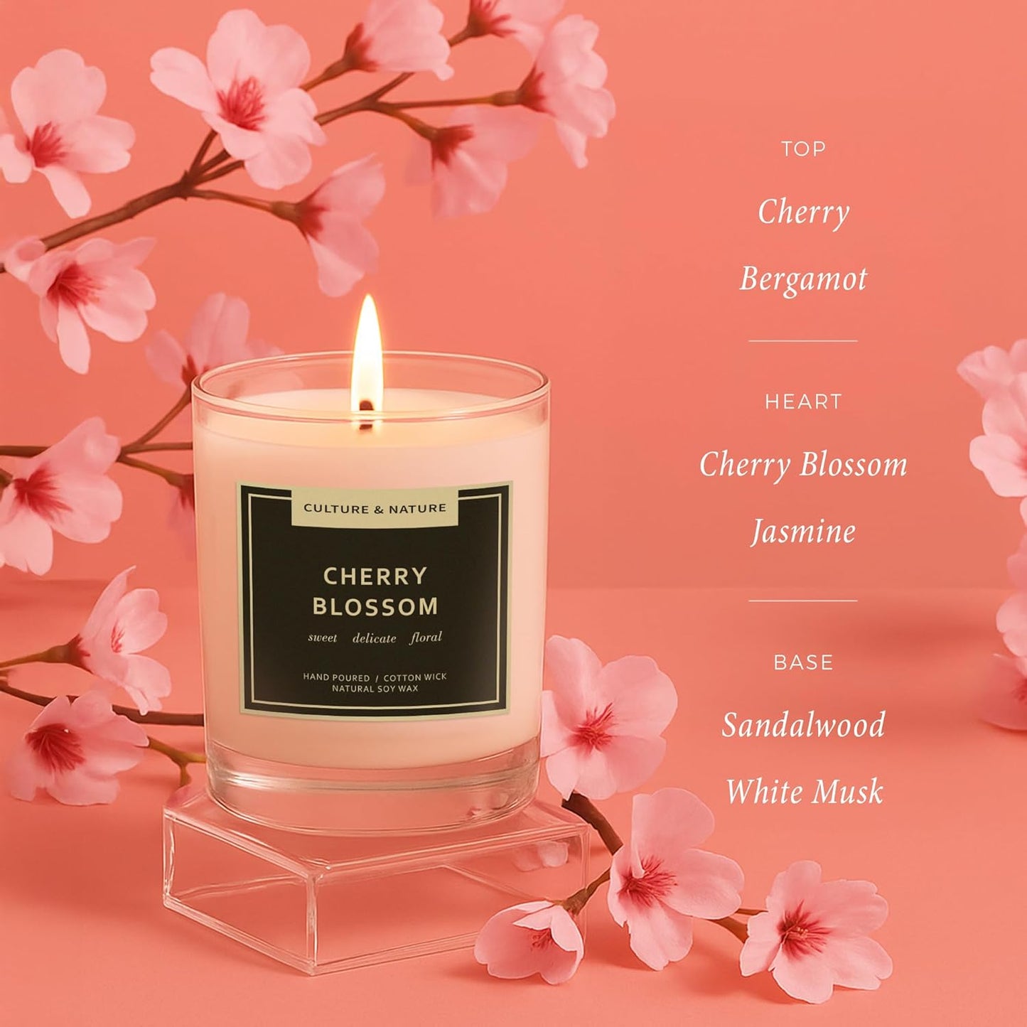 CULTURE & NATURE Natural Soy Wax Candle 7oz (Cherry Blossom)