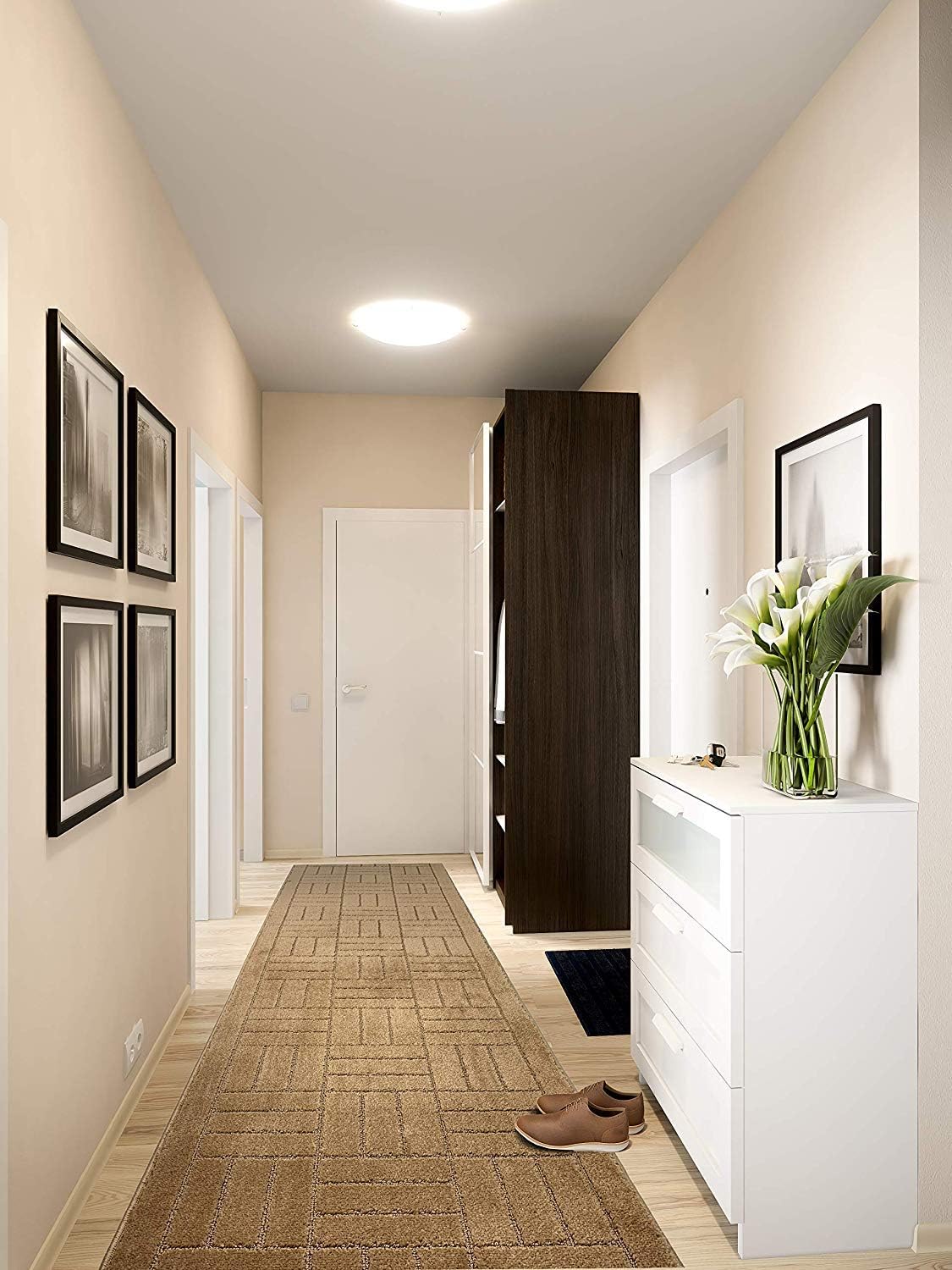 Custom Length Hallway Runner Rug,Slip Resistant,Bricks Beige, 26 Inch X 13 feet, Sold and Priced Per Foot