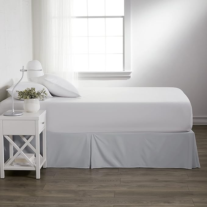 Linen Market Bed Skirt - Ultra Soft Microfiber - Easy Fit with 14" Tailored Drop - Hotel Quality, Shrinkage & Fade Resistant - Bed Cover - Cal King Bed Skirt - Bedroom Décor - (Cal King, Light Gray)