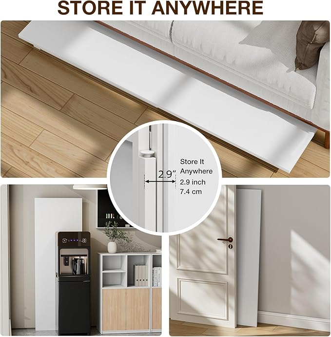 TEMI Long Computer Desk Folding Table - 55.1" Foldable Office Desk, No Assembly, Perfect Writing Table for Bedroom, Dorm, or Apartment, Portable Large Desk or Study Table with Compact Design, White