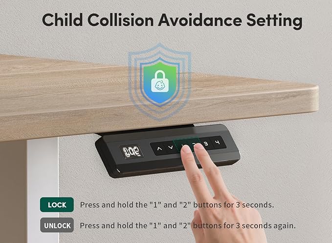 FEZIBO 55 x 24 Inch Height Adjustable Electric Standing Desk with Double Drawer, Computer Desk, Home Office Stand Up Table with 4 Height-Adjustable Feets & 2 Hooks, Maple