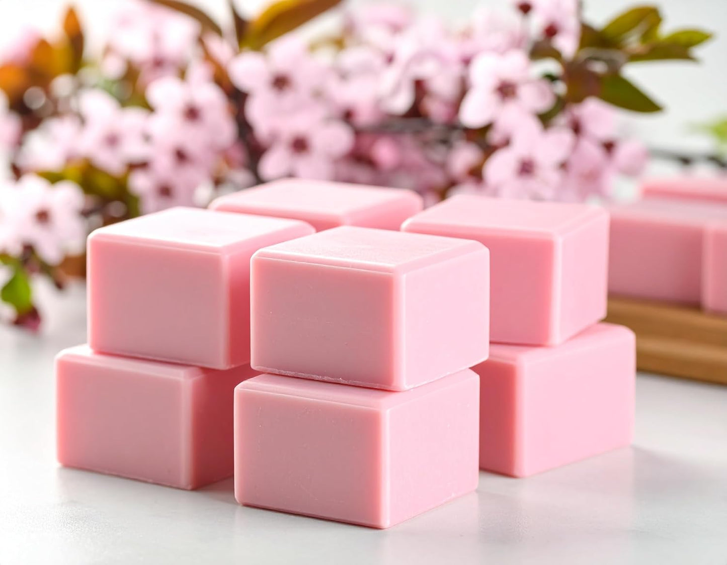 Japanese Cherry Blossom Strongly Scented Hand Poured Vegan Wax Melts, 36 Scented Wax Cubes, 19.2 Ounces in 6 x 6-Packs
