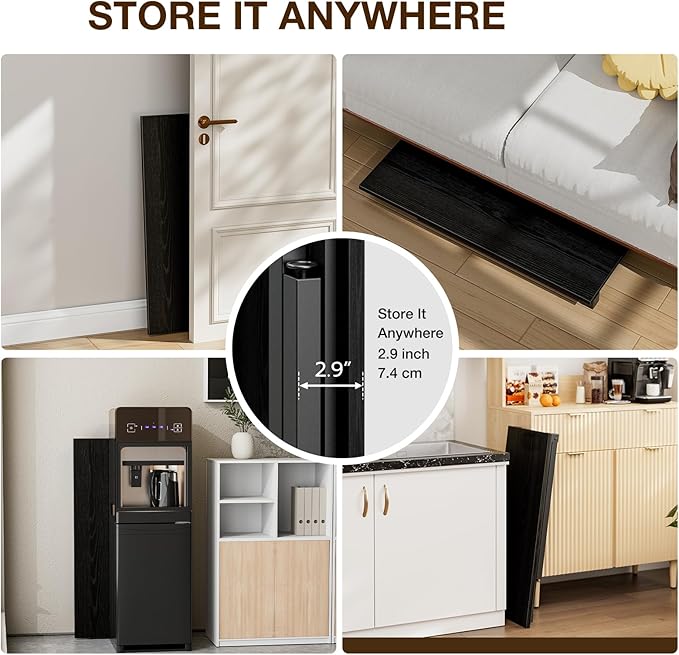 TEMI Small Computer Desk Folding Table - 35.8" Foldable Office Desk, No Assembly, Perfect for Small Spaces in Bedroom, or Apartment, Portable Mini Desk or Study Table Compact Design, Dark Oak