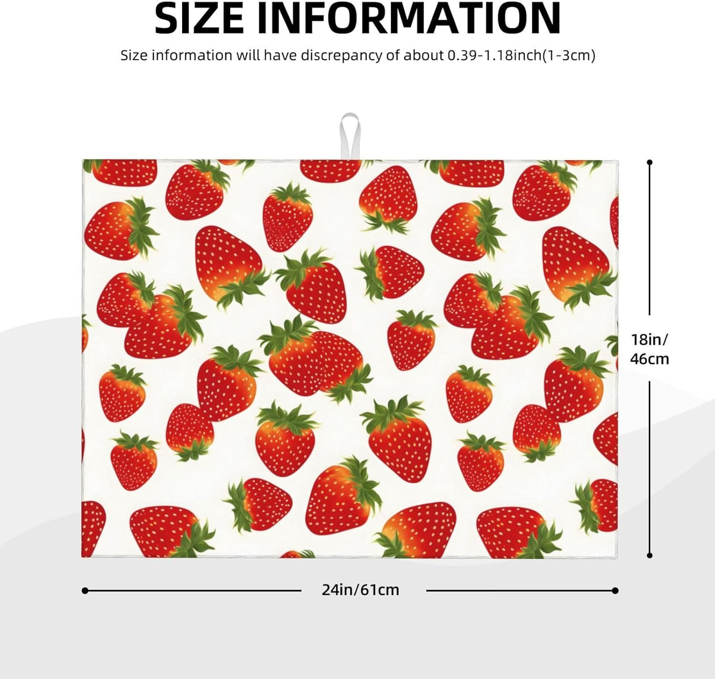 Cute Strawberry Dish Drying Mat For Kitchen Counter, Super Absorbent Microfiber Dish Drying Pad, Kitchen Gadgets For Easy Clean Multi-Use Large 18"x24"