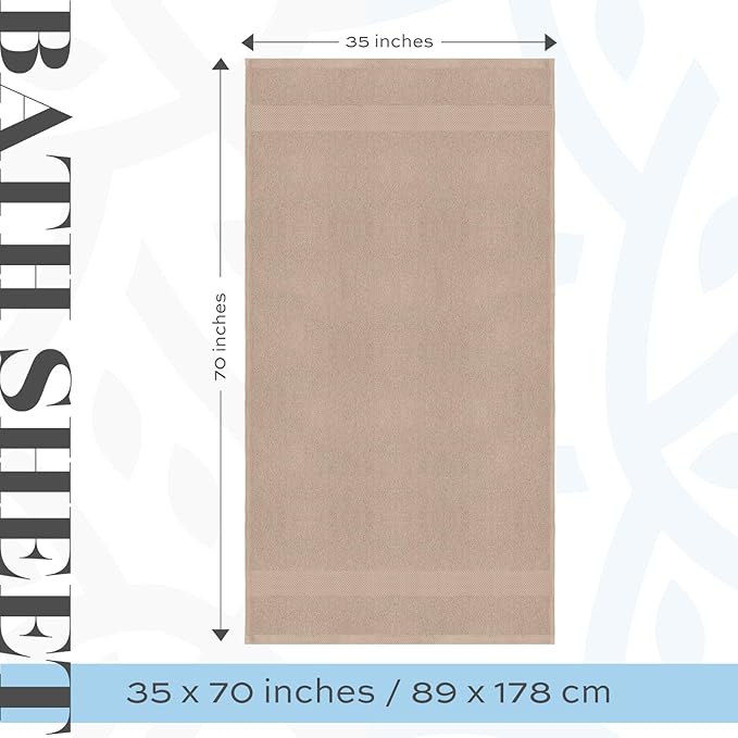 White Classic Luxury Soft Bath Sheet Towels - 650 GSM Cotton Luxury Bath Towels Extra Large 35x70 | Highly Absorbent and Quick Dry | Hotel Collection Extra Large Bath Towels Oversized, Taupe, 2 Pack