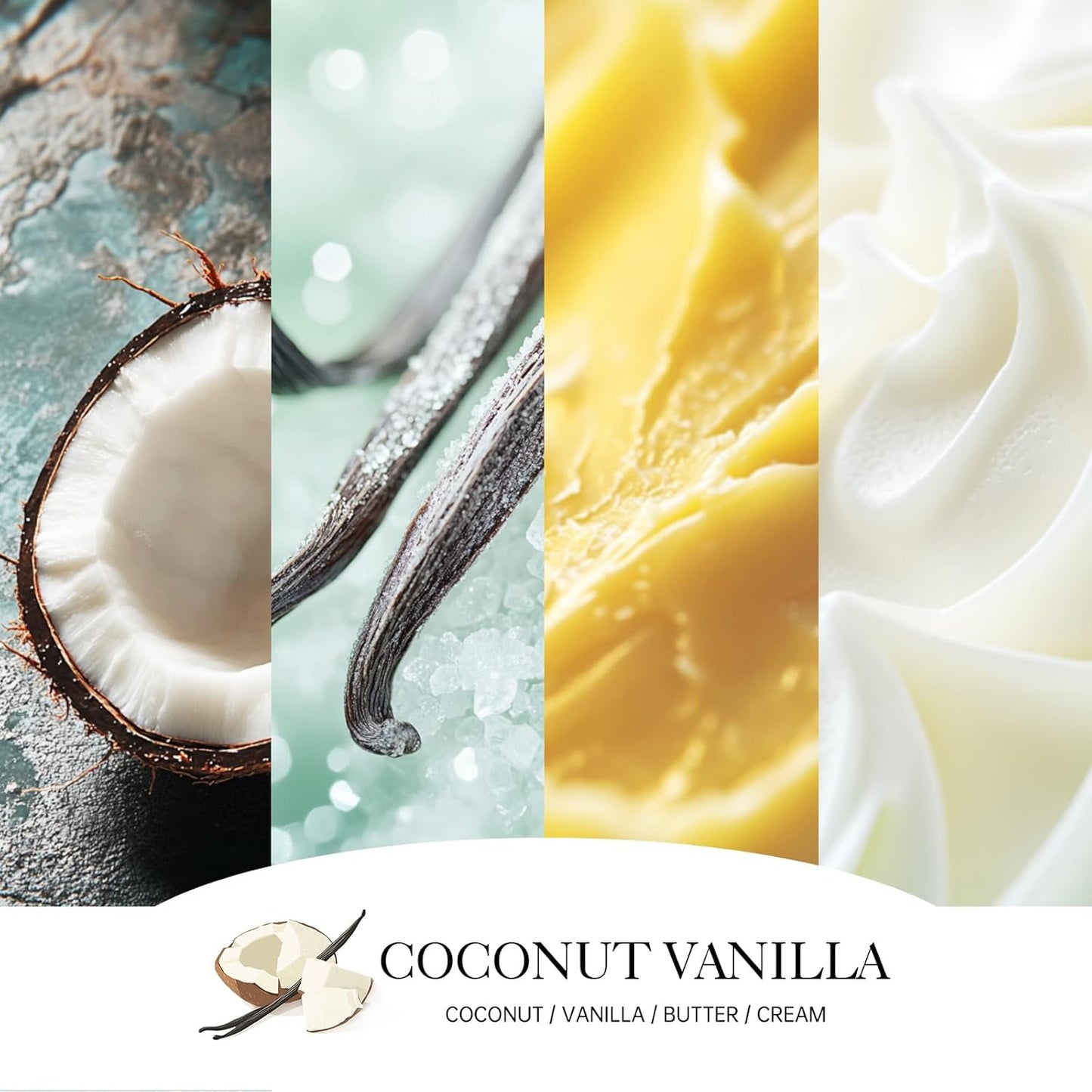 Coconut Vanilla Scented Candle, 12oz 60 Hour Long Lasting Candles, Large 3 Wick Natural Soy Candles for Home Scented, Candle Gifts for Women Men