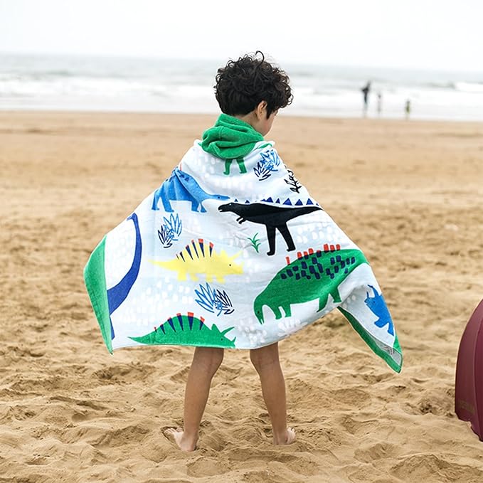 Kids Bath Towels, Kids Towel Girls Boys Hooded Beach,Bathroom,Pool Swim Towels 30 × 50 INCH Large Size Ultra Absorbent Cute Cartoon Animal Full Vitality 100% Cotton Wearable Wrap for Child