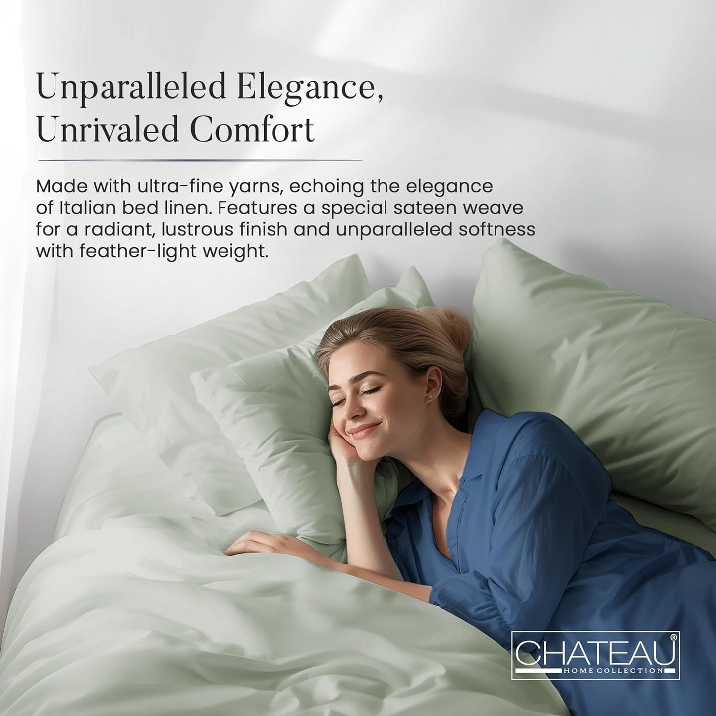 King Bed Sheets Deep Pocket King Sheet Set, 1000 Thread Count Long Staple Fully Elasticated 100% Cotton Sheet & Pillowcase sets, Machine Wash No Pill Naturally Breathable Cotton Bedding- Mineral