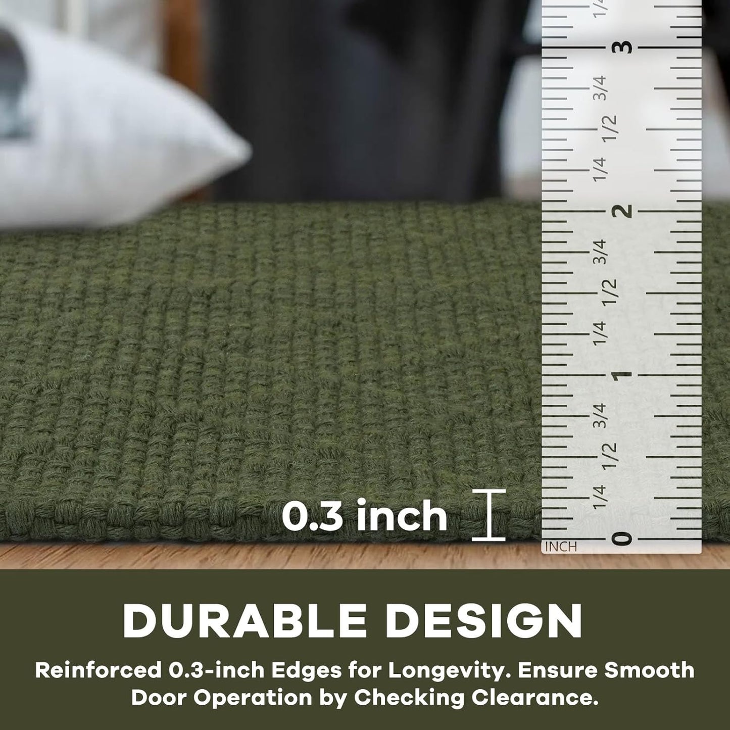 KOZYFLY Runner Rug 2x7 Ft Washable Runners for Hallways Non Slip Rubber Backed Kitchen Runners, Braided Cotton Entryway Runner Indoor, Floor Carpet for Hallway Kitchen Entryway, Dark Green