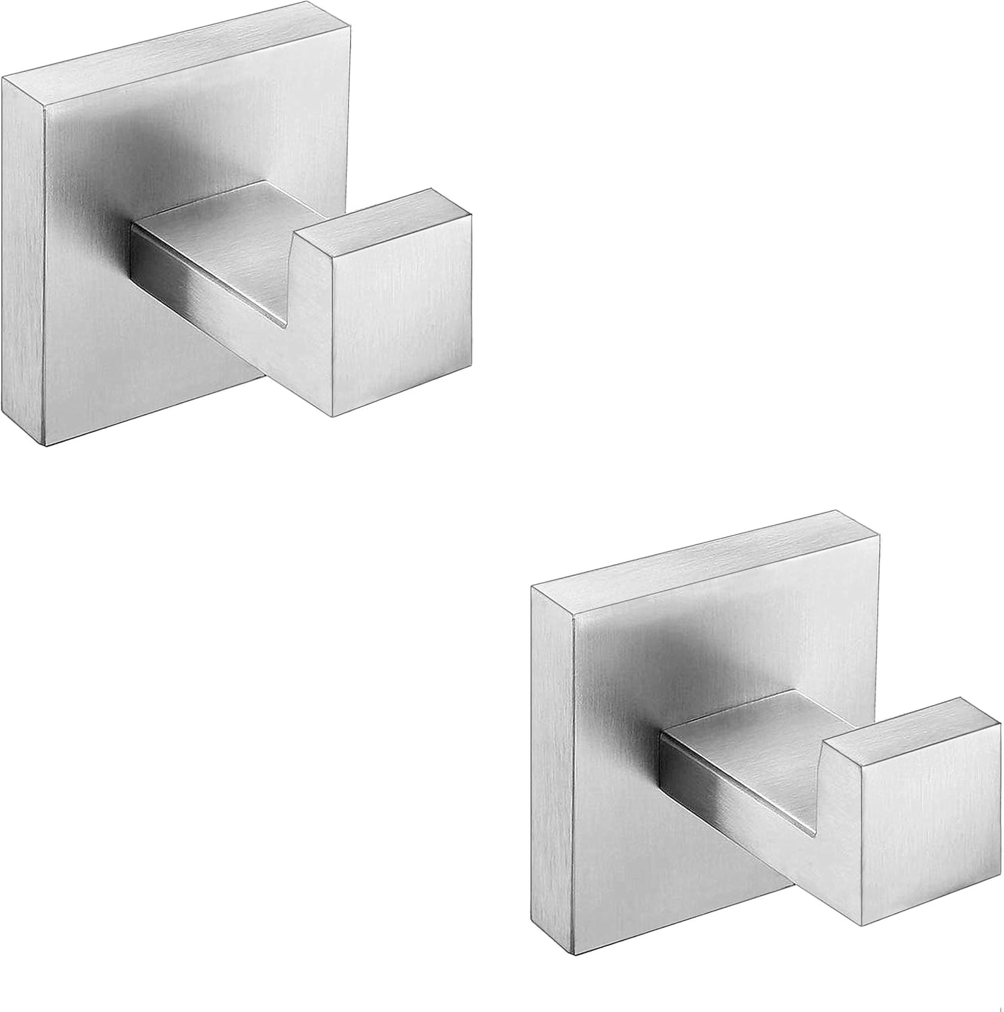 Nolimas Bathroom Towel Hook SUS304 Stainless Steel Square Clothes Coat Robe Hooks Cabinet Closet Door Sponges Hanger for Bath Kitchen Garage,Heavy Duty Wall Mounted,Brushed Nickel Finish,2pack