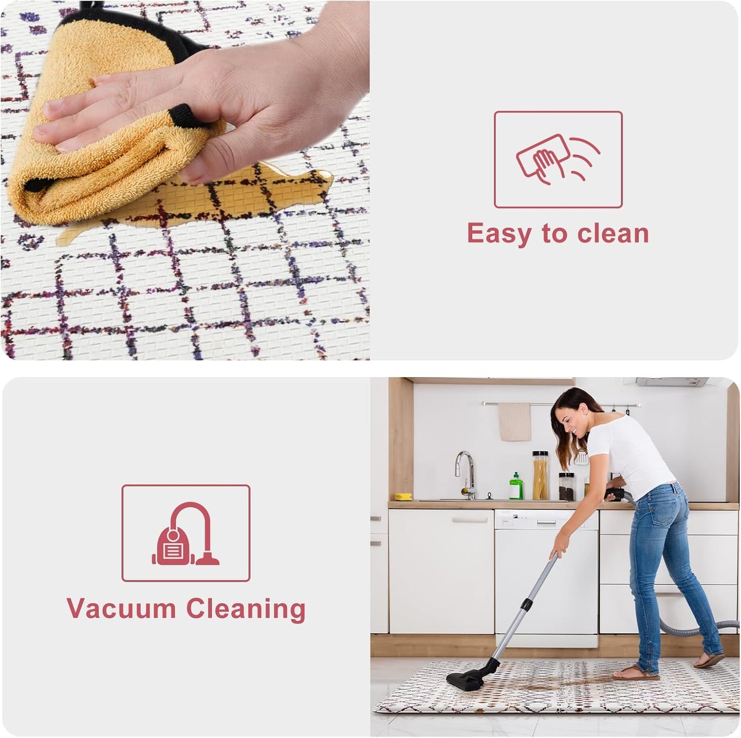 KIMODE Kitchen Mats 2PCS,Cushioned Anti Fatigue Boho Kitchen Rugs and Mats,Non Slip Waterproof Kitchen Mats for Floor,Comfort Foam Standing Desk Mat for Home,Office,Sink,Laundry,Colorful