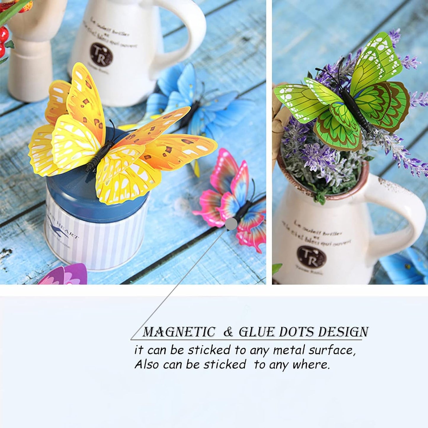 Butterfly Wall Decor 24/48 PCS, 3D Butterflies Stickers for Party Decorations with Magnets(Colorful, 24)