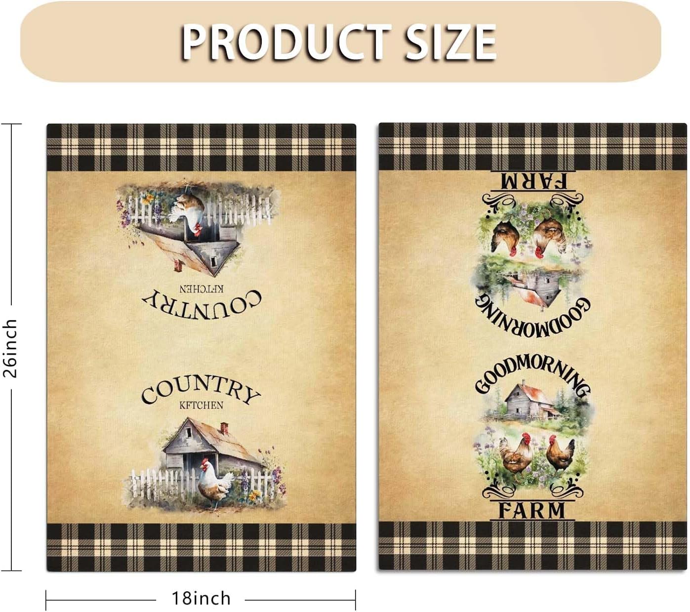 Fall Kitchen Towels Farmhouse Chicken Kitchen Towels Farm House Kitchen Decorations Farm Kitchen Decor 2 Pcs of 18×26 Inch