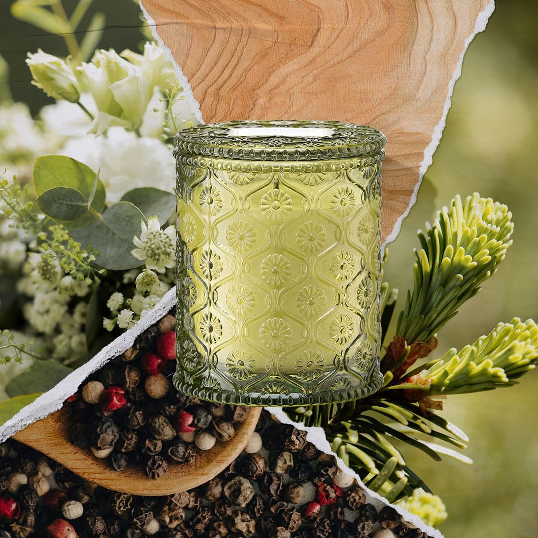 LA JOLIE MUSE Starlit Golden Fir Candle - Cedarwood, Patchouli, Fir Balsam | 6 oz Natural Soy Wax | 40 Hours Clean Burn | Balsam and Fir Candle | Gift-Ready for Hosts & Gatherings