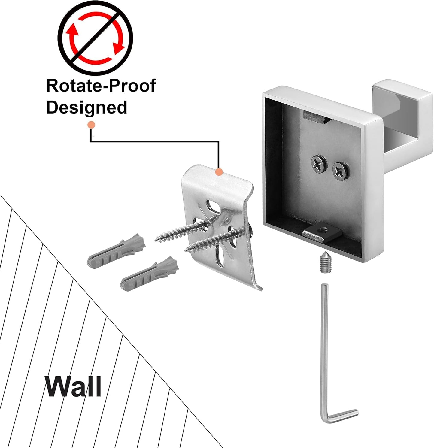 Nolimas Bath Towel Hook SUS 304 Stainless Steel Square Clothes Towel Coat Robe Hook Cabinet Closet Door Sponges Hanger for Bath Kitchen Garage Heavy Duty Wall Mounted, Chrome Polished Finish,4Pack