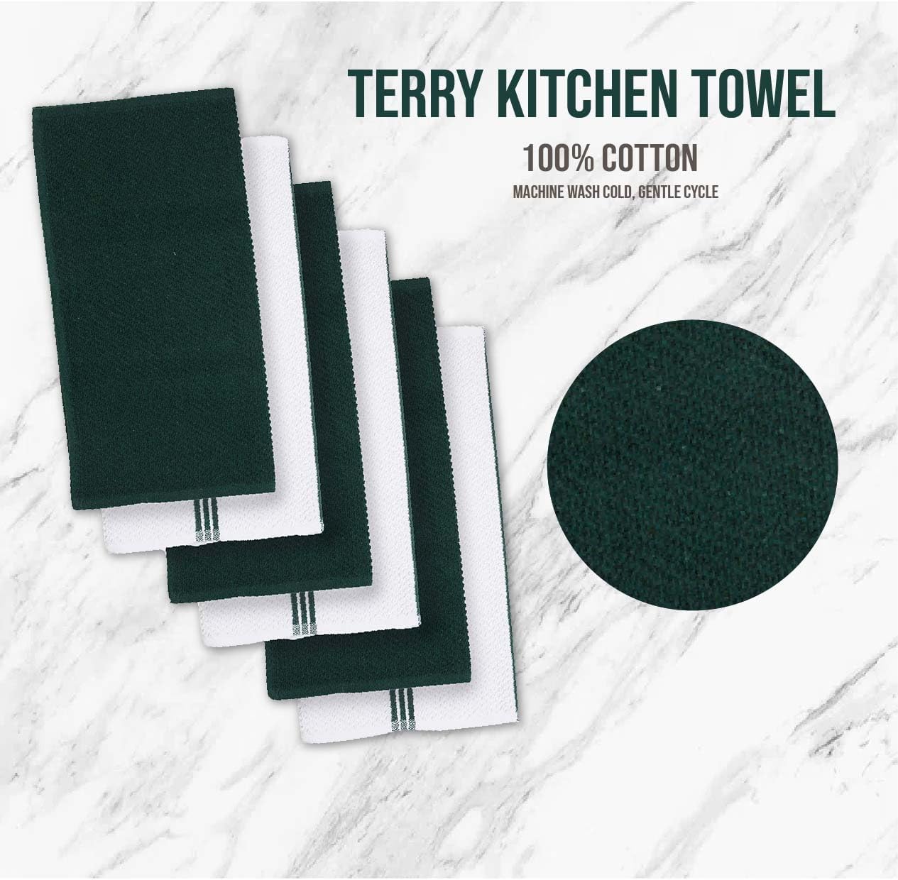 LANE LINEN Dish Towels and Dishcloths Sets - 16 Pc Kitchen Mitts and Pot Holders, 100% Cotton Kitchen Dish Rags for Washing Dishes - Green