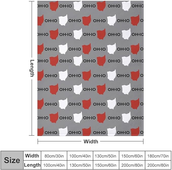 Throw Blanket for Teens Boys Girls and Adults Soft Warm Cozy Funny Midweight Food Flannel Blankets for Couch Sofa Bed Camping Travel Home Decor 50" X 60" (Oh-io State, 50x60 inch)