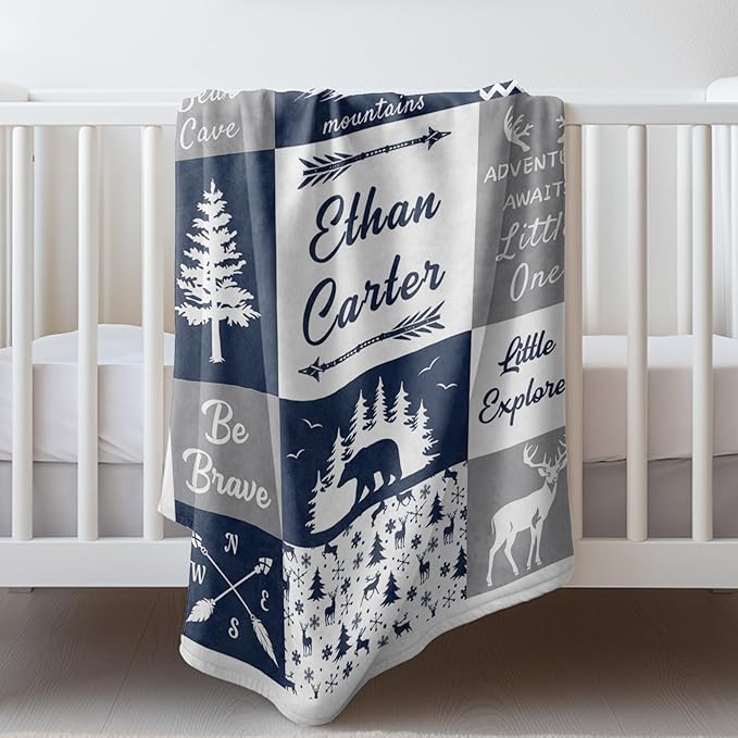 Ship Next Day, Personalized Baby Blankets - Printed in USA, Custom Name Blanket, Baby Blanket with Name, Ultra-Soft Cozy Fleece Blankets, Gifts for Baby Newborn Toddlers Boys & Girls Kids