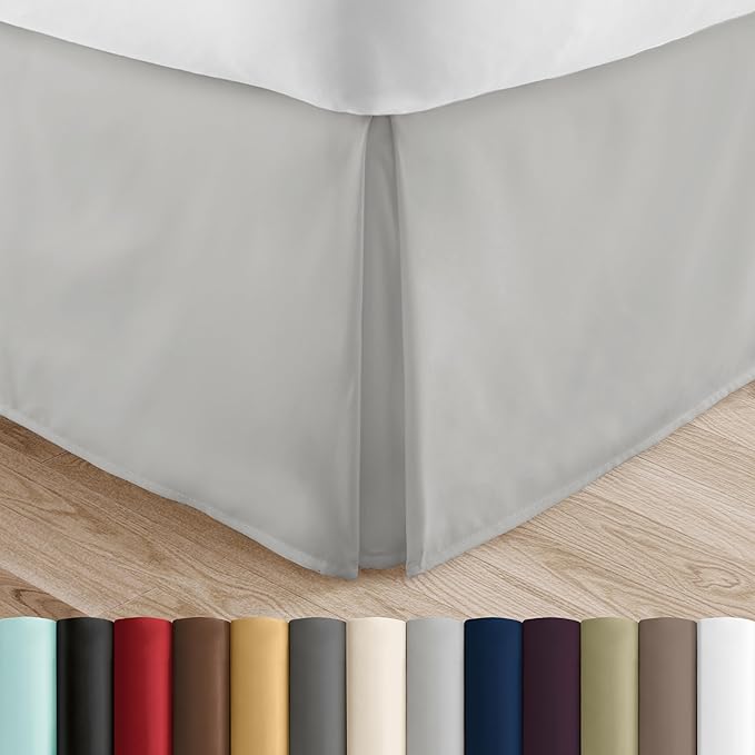 Linen Market Bed Skirt - Ultra Soft Microfiber - Easy Fit Hotel Quality, Shrinkage & Fade Resistant - Bed Cover - Queen Bed Set - Bedroom Décor with 14 Inch Tailored Drop - (Light Gray)
