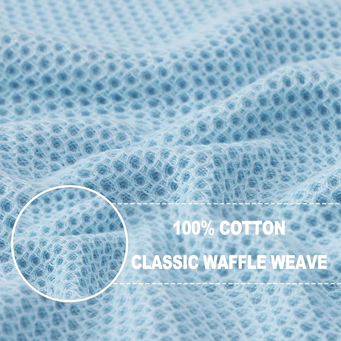 Homaxy 100% Cotton Waffle Weave Kitchen Dish Cloths, Ultra Soft Absorbent Quick Drying Dish Towels, 12 x 12 Inches, 6-Pack, Sky Blue