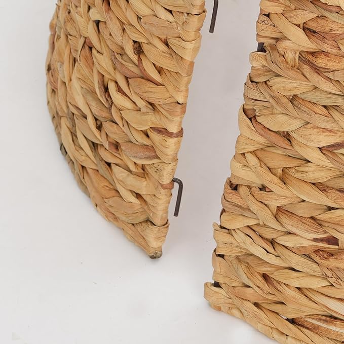 SUNNYPARK Christmas Tree Collar, 23.5’’ Hand-Woven Natural Water Hyacinth Christmas Tree Collar Basket Base Cover - Light Brown