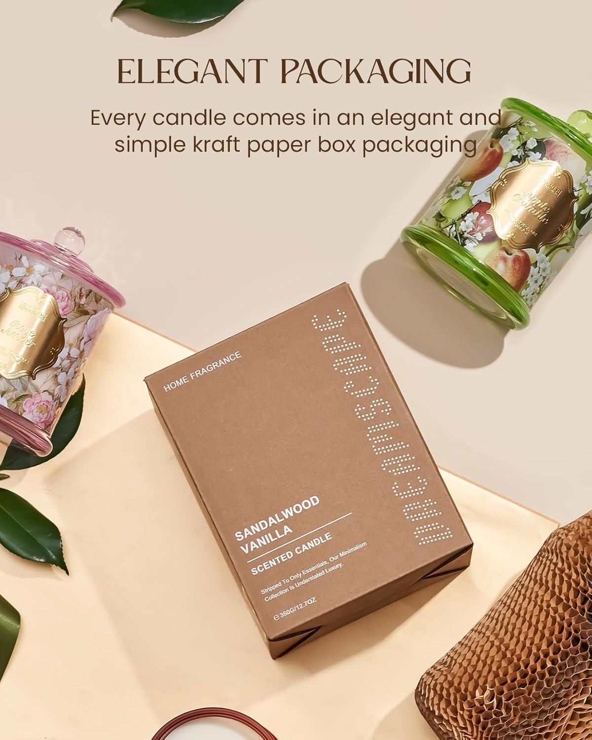 M&SENSE Jasmine Scented Candles, Organic Soy Candle 12.7oz 75 Hour Long Lasting Slow Burning, Highly Scented Good Smelling Aromatherapy Candle, Aaesthetic Candle Gift for Women