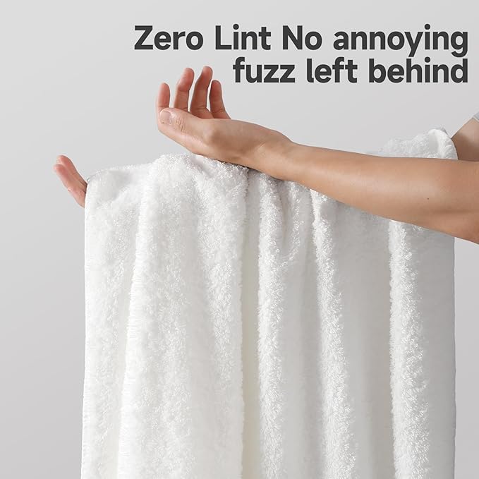 REDKISS Ultra-Plush Bath Towel Set - 900GSM Premium Thick Cotton for Bathroom & Spa, Super Absorbent Bath with No Shedding (2-Piece Bath Twoel Set for Adults, Luxury Hotel & Home Use)-White