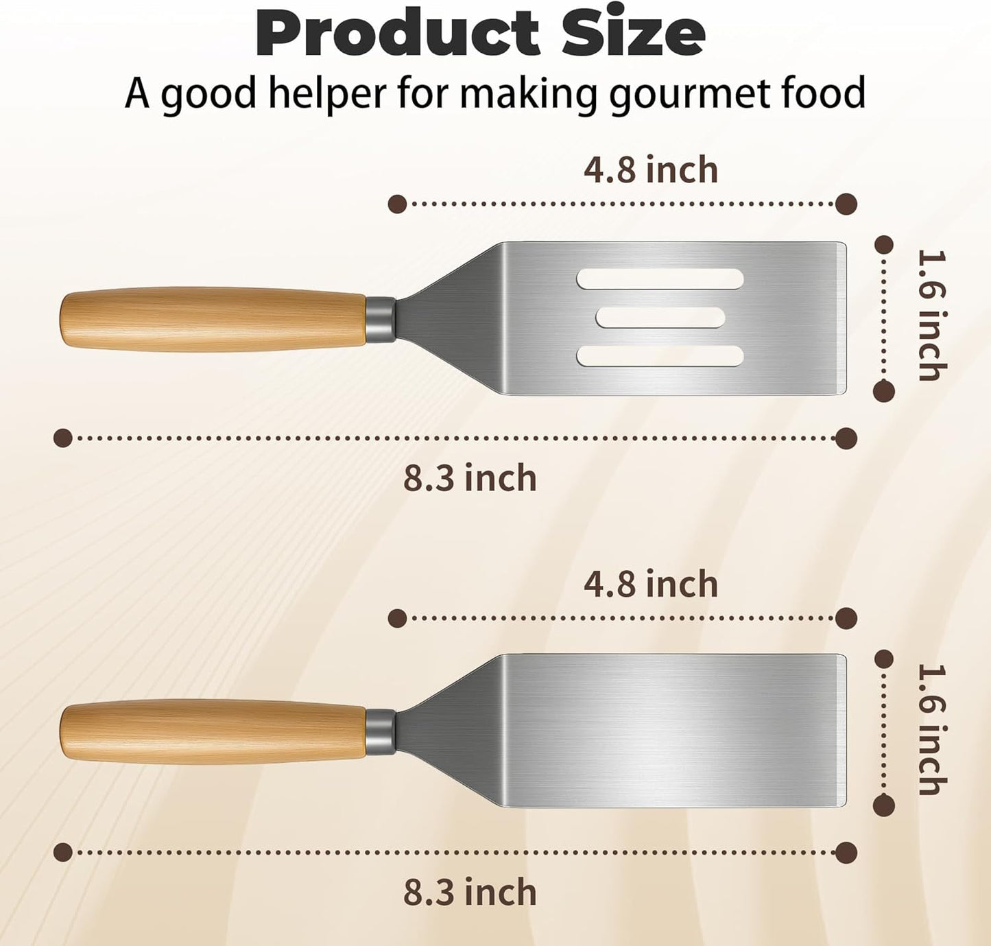 Small Spatula,Stainless Steel Spatula,Metal Spatula for Cooking with Heat Resistant Handle,Metal Spatulas for kitchen use for Pancakes、Lasagna、Brownies、Cake and Cookie (2 PCS)