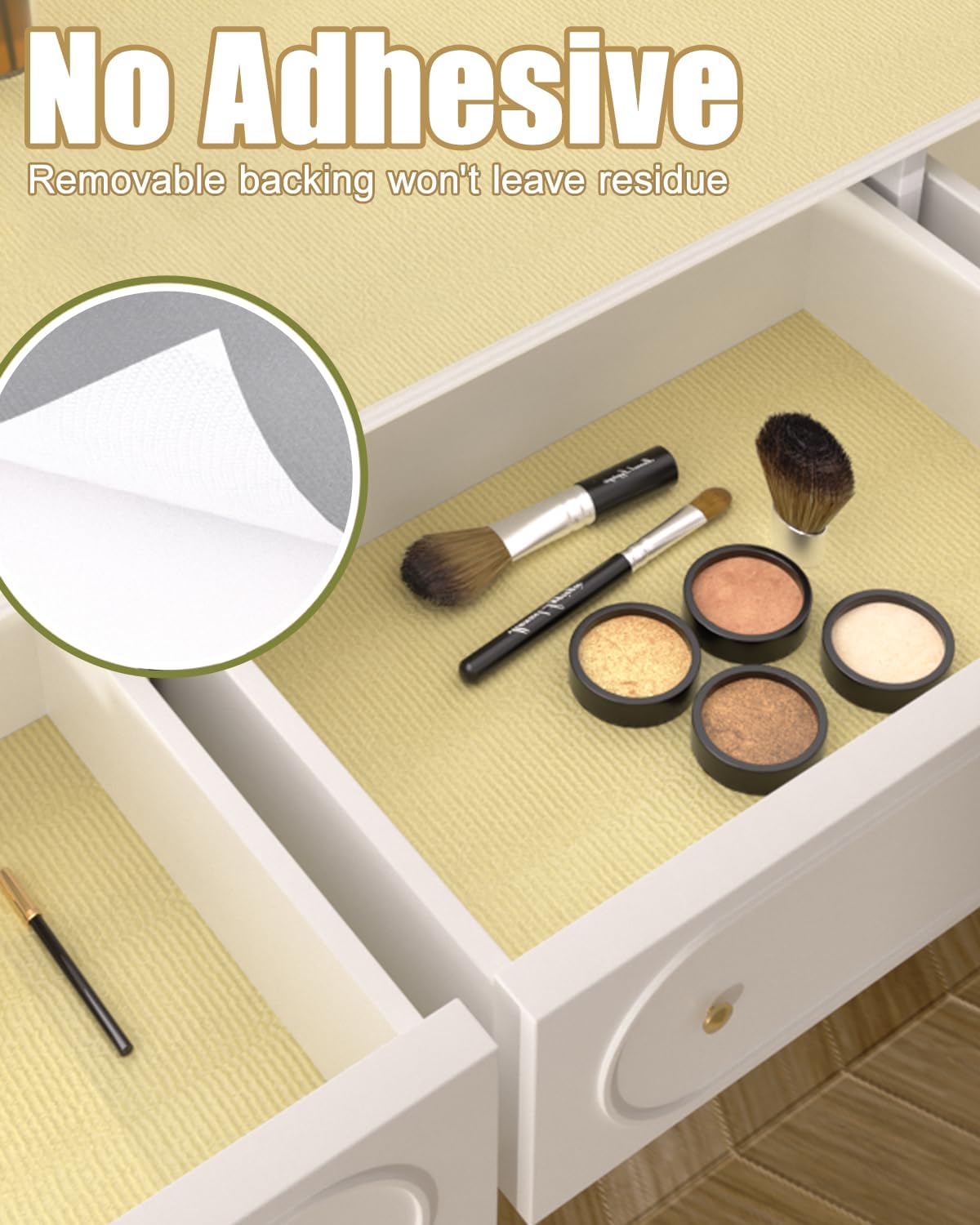 Drawer and Shelf Liner, Non-Adhesive Kitchen Cabinet Liners, Non Slip Shelf Paper Waterproof Washable Thickened for Dresser Pantry Shelve Bathroom Protector