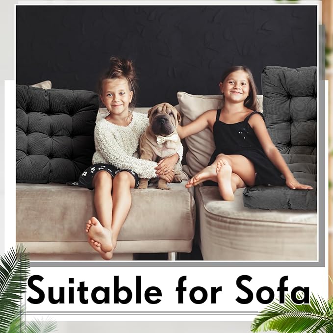 Jerify 4 Pcs Floor Pillow Cushions 22 x 22 Inch Round Square Large Meditation Floor Pillow for Classroom Adult Meditation Picnic Party Cushion for Seating Gift Christmas(Dark Grey,Square)