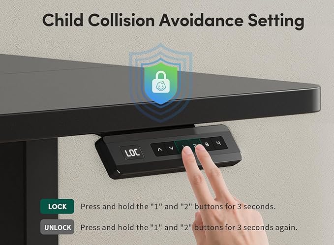 FEZIBO 48 x 24 Inch Height Adjustable Electric Standing Desk with Double Drawer, Computer Desk, Home Office Stand Up Table with 4 Height-Adjustable Feets & 2 Hooks, Black