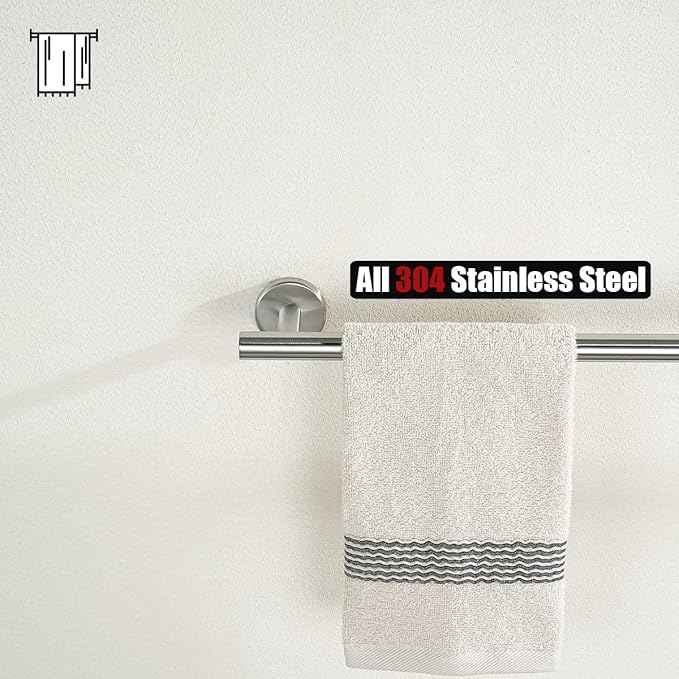 JQK Bath Towel Bar, 20.5 Inch 304 Stainless Steel Thicken 0.8mm Towel Rack Bathroom, Towel Holder Brushed Finished Wall Mount, Useable Length 18 Inch 2 Pack, TB110L18-BN-P2