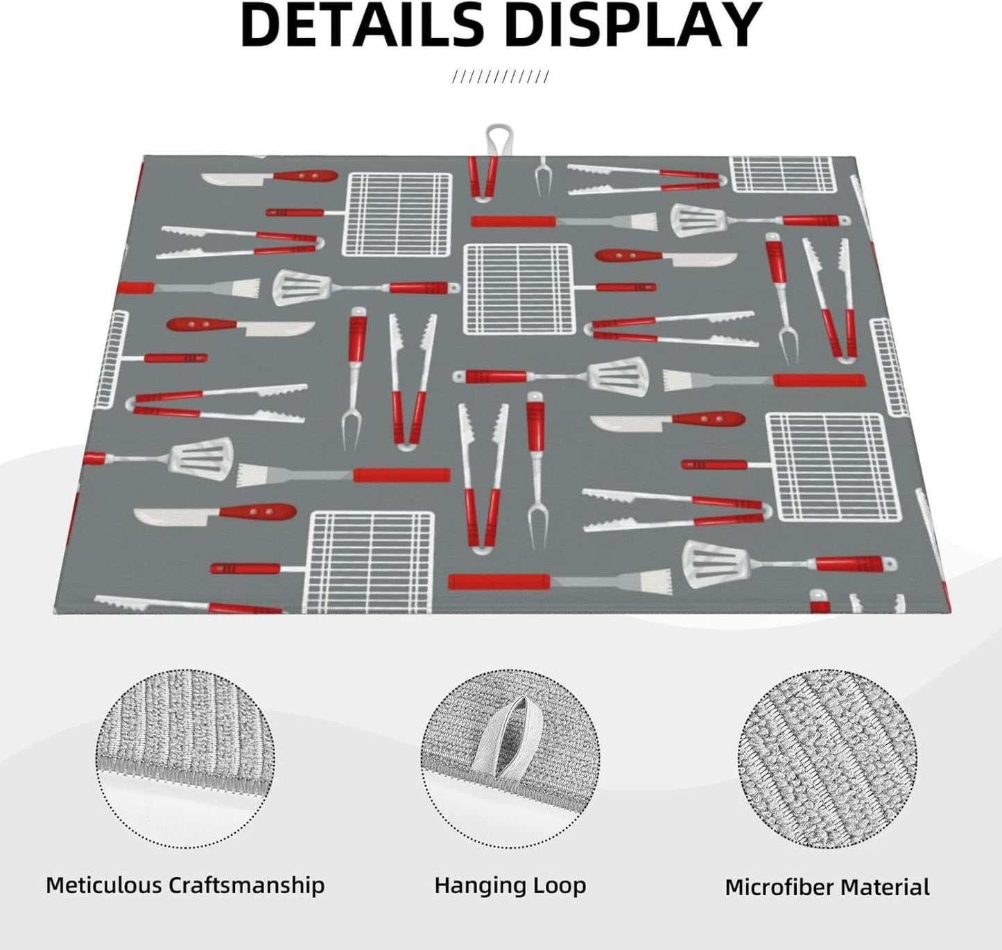 Barbecue Tools Dish Drying Mat 18x24 For Kitchen Counter Absorbent Microfiber Dishes Pad Dish Drainer Rack Mats Fast Dry Kitchen Accessories