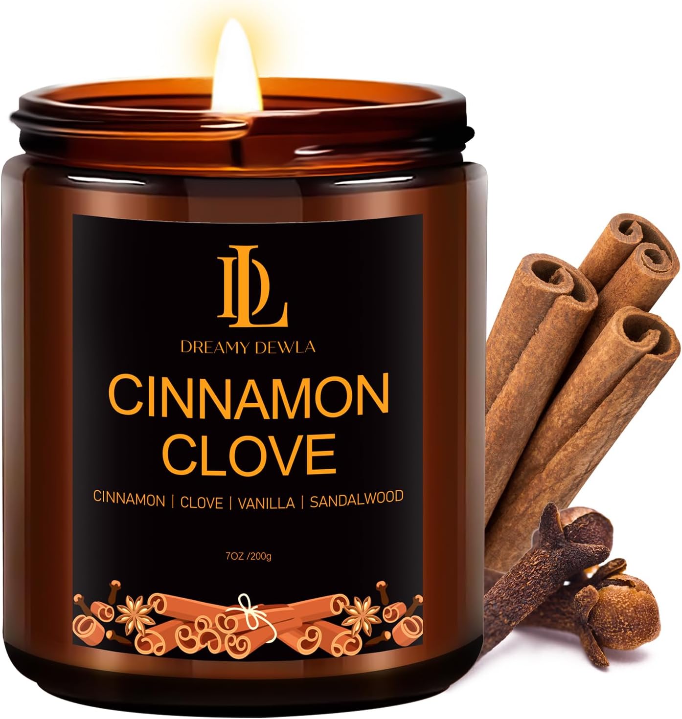 Fall Candle | Cinnamon Clove Scented Candle - Autumn Home Decor, 7oz Autumn Soy Candles with 50hr Burn Time, Holiday Thanksgiving Fall Gifts for Women Men
