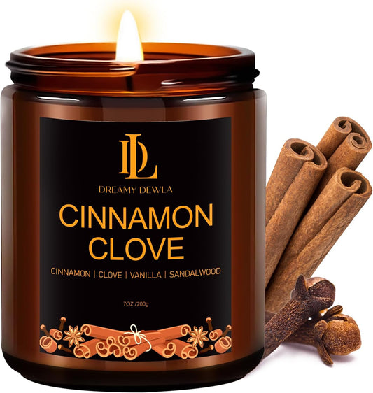 Fall Candle | Cinnamon Clove Scented Candle - Autumn Home Decor, 7oz Autumn Soy Candles with 50hr Burn Time, Holiday Thanksgiving Fall Gifts for Women Men
