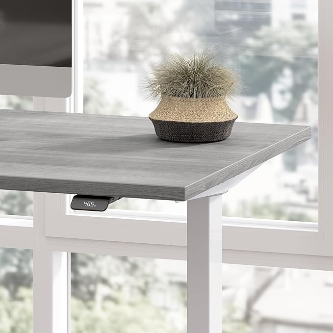 Bush Business Furniture 60-inch Electric Height Adjustable Standing Desk, Ergonomic Sit-Stand Computer Table for Home and Professional Office, Move 40 Series, Platinum Gray with Metallic Gray Base