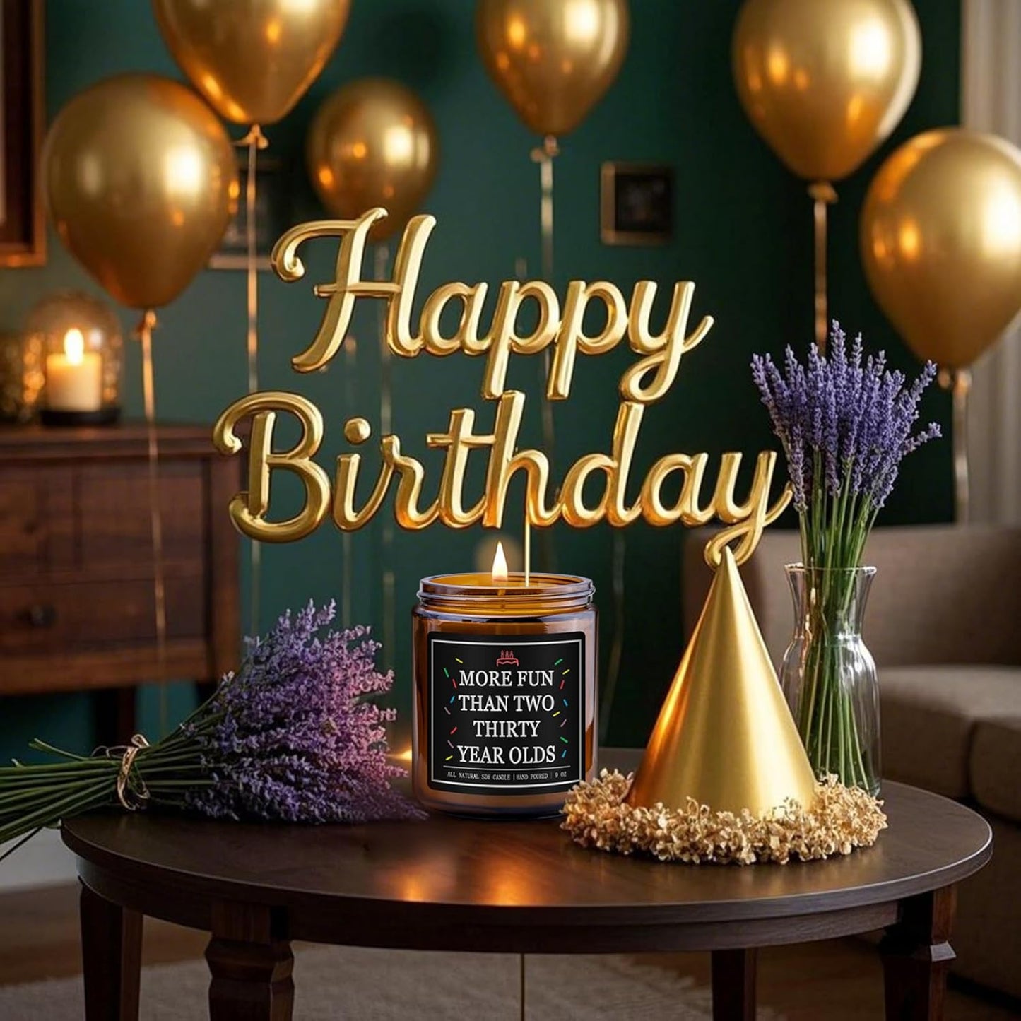 Homsolver 60th Birthday Gifts for Men Women, 9OZ Lavender Scent 1965 60th Birthday Candle for Him Her, Mom, Dad, Brother, Sister, Happy Birthday Decorations Candles with 50+ Hours Burn Time, Handmade