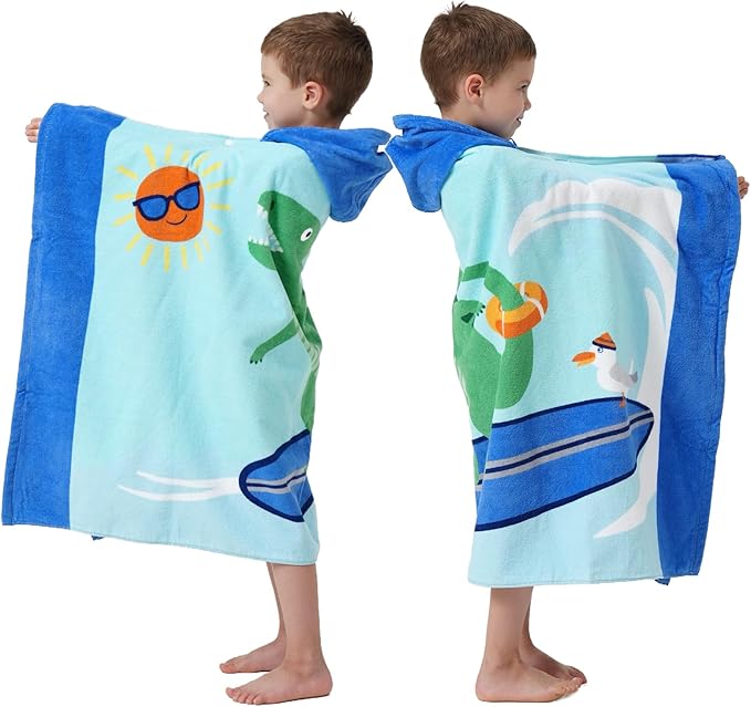 Kids Bath Towels, Kids Towel Girls Boys Hooded Beach,Bathroom,Pool Swim Towels 30 × 50 INCH Large Size Ultra Absorbent Cute Cartoon Animal Full Vitality 100% Cotton Wearable Wrap for Child