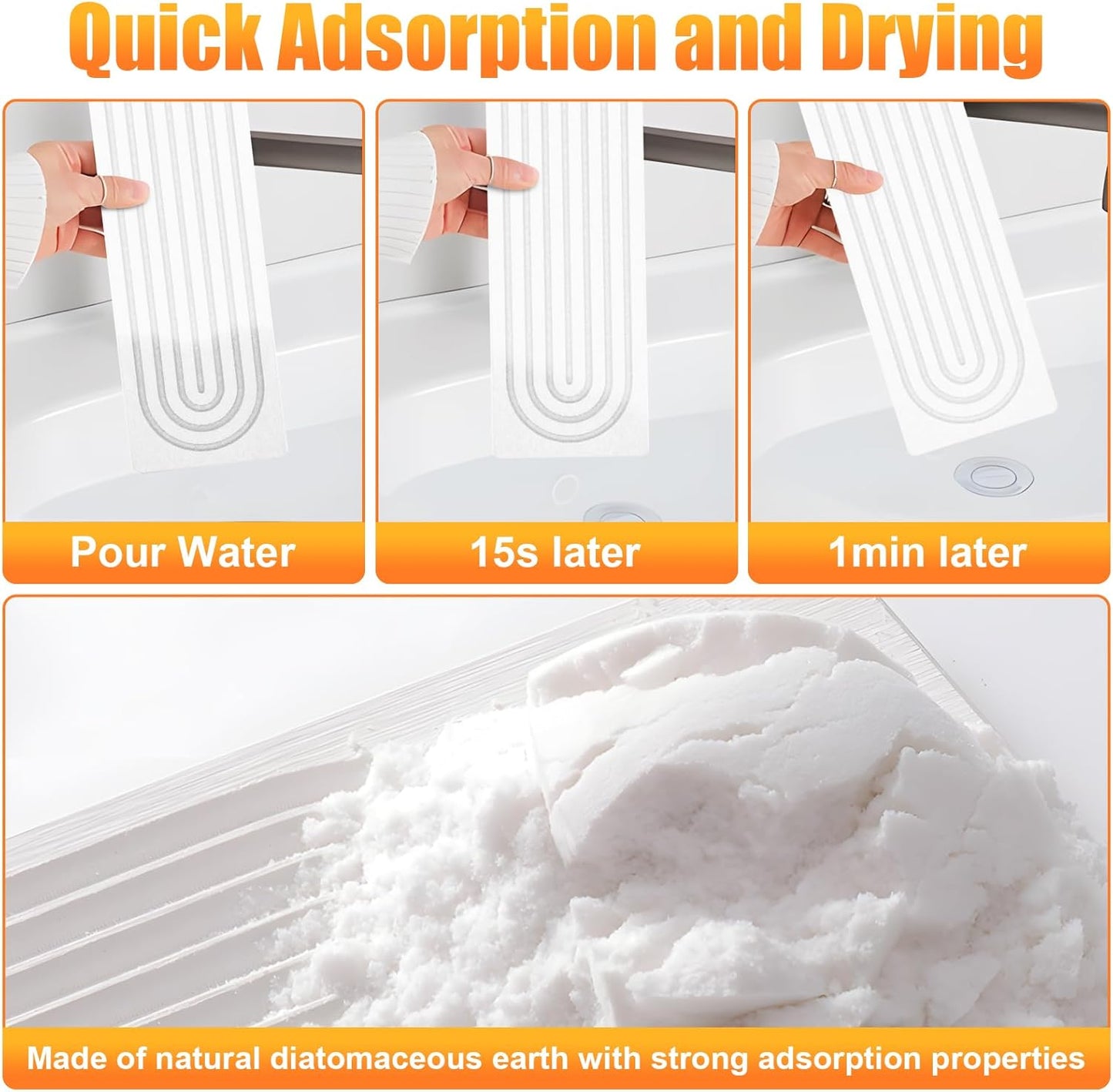 Kitchen Sink Faucet Mat, Super Absorbent Diatomaceous Earth Kitchen Sink Mat Prevents Water Pooling in Sinks, Sink Splash Guard for Kitchen Bathroom Keeps Counrtops Dry (White)