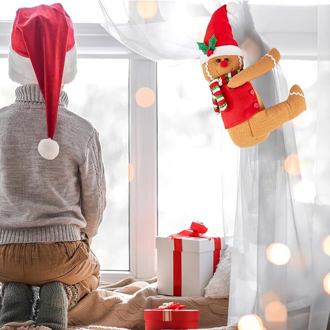 Gingerbread Christmas Tree Topper Decorations,Gingerbread Ornament Doll Tree Hugger Decor for Curtain Wine Bottle Christmas Tree Holiday Home Decor, 11" x 15"