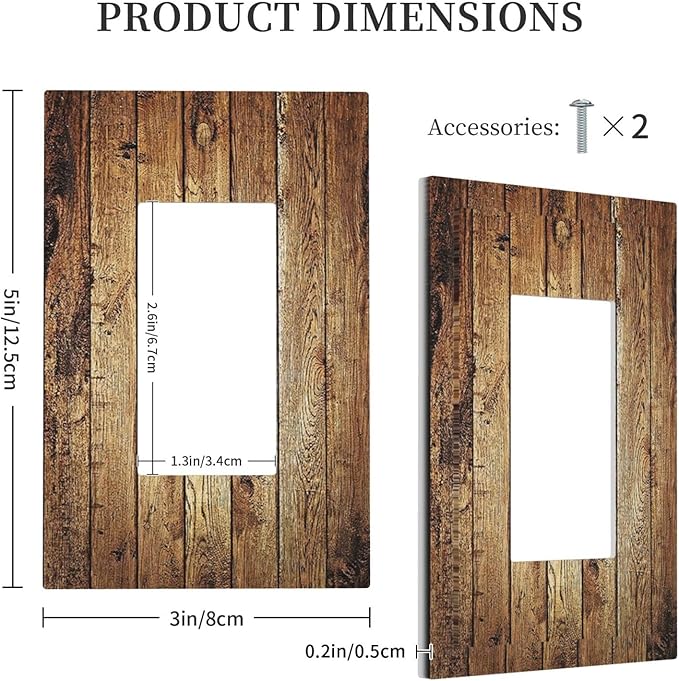 Rustic Brown Wood Natural Wooden Decorative Outlet Covers 1 Gang Single Rocker Wall Plates GFCI Faceplate Light Switch Cover Plate for Bedroom Home Decor