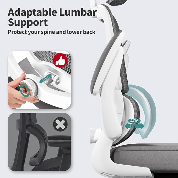 TRALT Office Chair Ergonomic Desk Chair, 330 LBS Home Mesh Office Desk Chairs with Wheels, Comfortable Gaming Chair, High Back Office Chair for Long Hours (White)