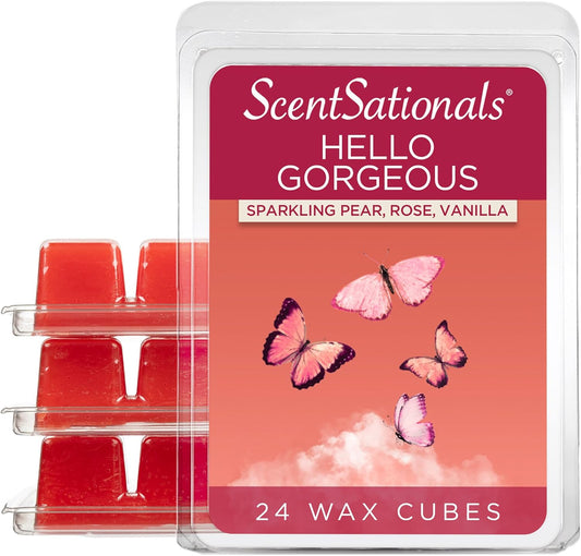 Scentsationals Wax Melts, Wax Cubes Strong Scent - Hello Gorgeous - Long Lasting Scented Wax Melts for Warmer, 10oz (24-Cubes)
